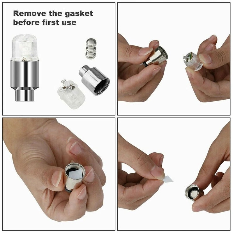 Colorful LED Tire Valve Stem Light Caps Set For Cars Motorcycles Bicycles More 3