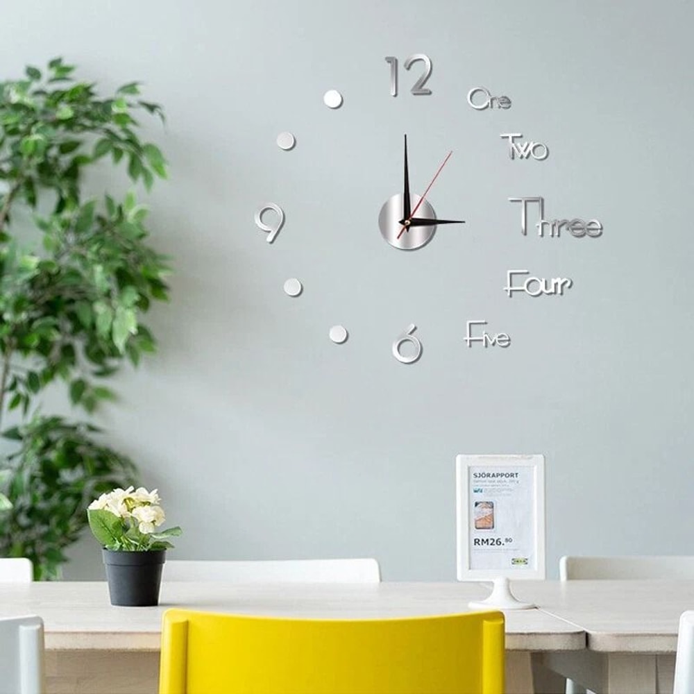 Large Mirror Wall Clock DIY Stickers For Office And Home Modern Decorative Timepiece 1