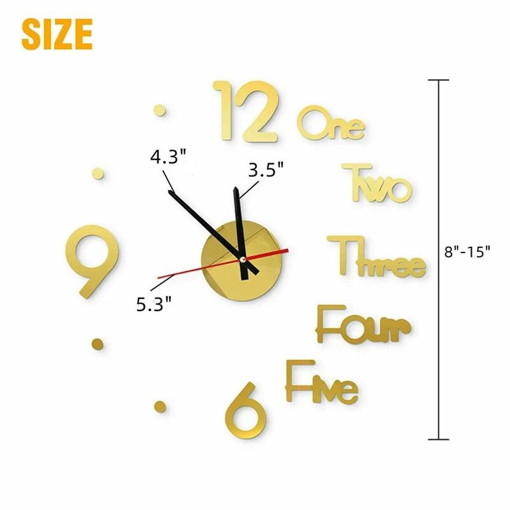 Large Mirror Wall Clock DIY Stickers For Office And Home Modern Decorative Timepiece 5