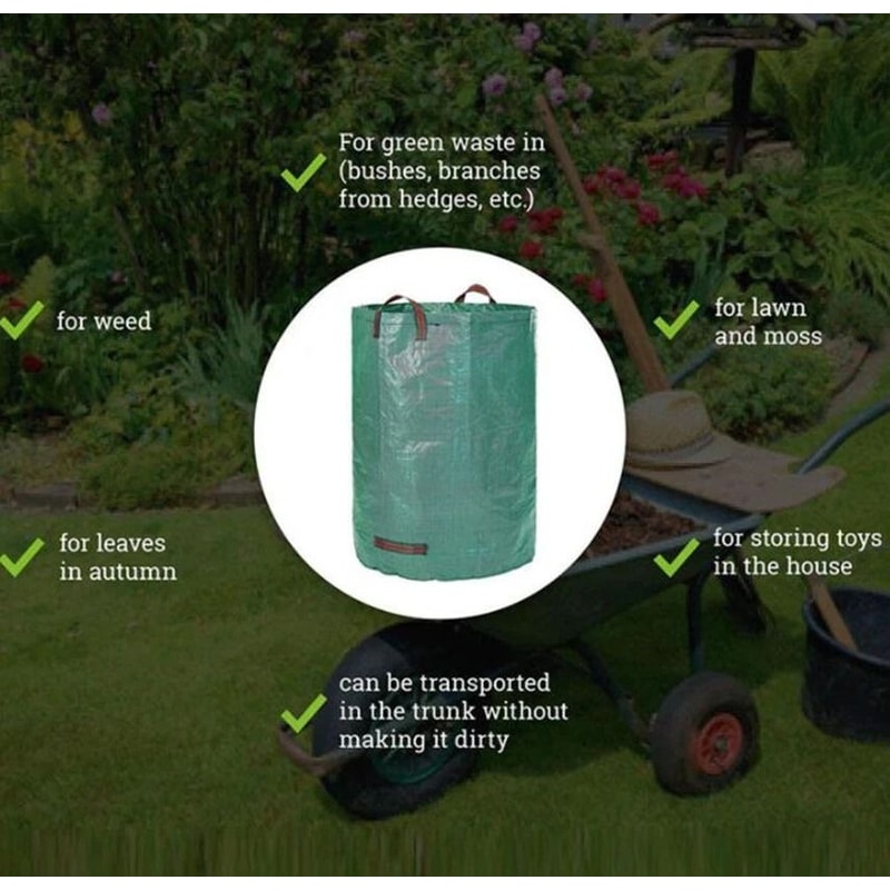 Collapsible Heavy Duty Garden Waste Bag Lawn Leaf Storage Bag Reusable Plastic Yard Waste Bag For 10