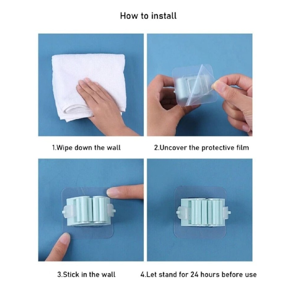 SelfAdhesive Broom Holder Wall Mount Durable Mop Rack Organizer For Home Office Storage 3