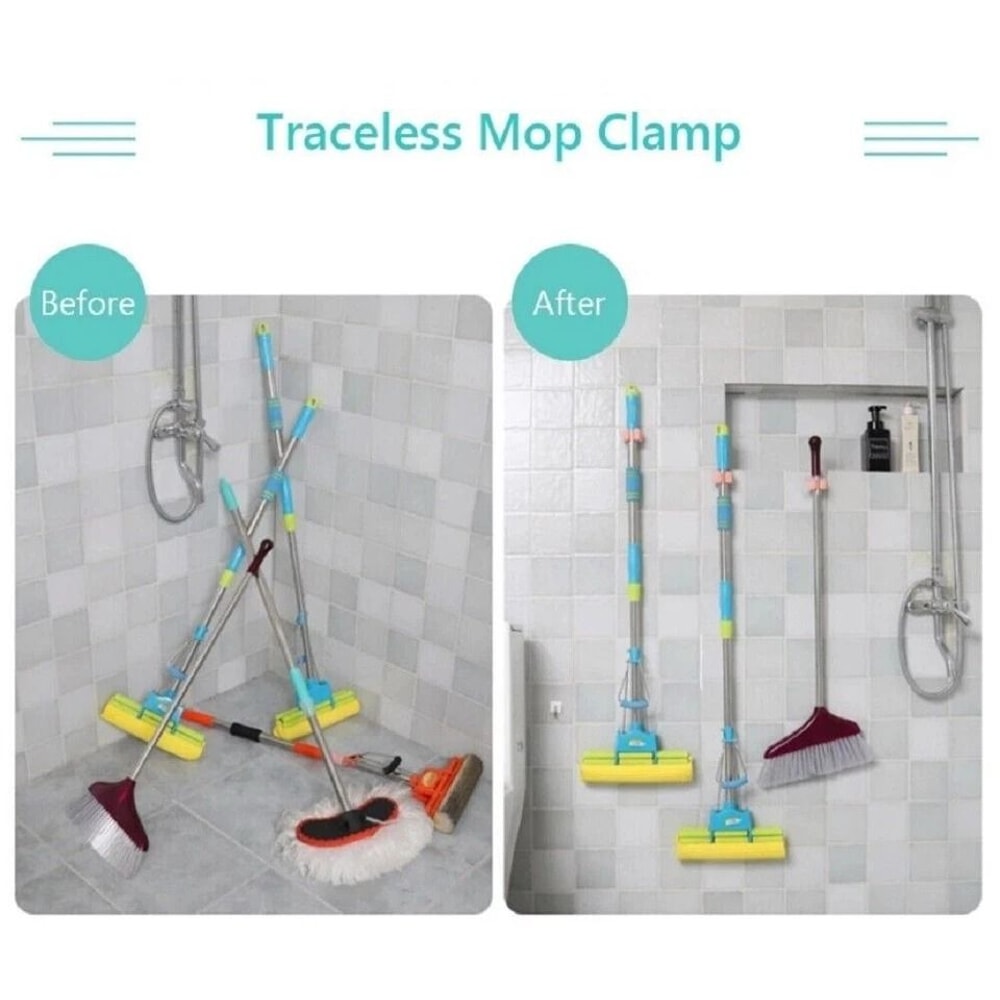 SelfAdhesive Broom Holder Wall Mount Durable Mop Rack Organizer For Home Office Storage 4