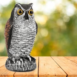 owl decoy statue - bird scarecrow for garden and yard, pigeon repellent