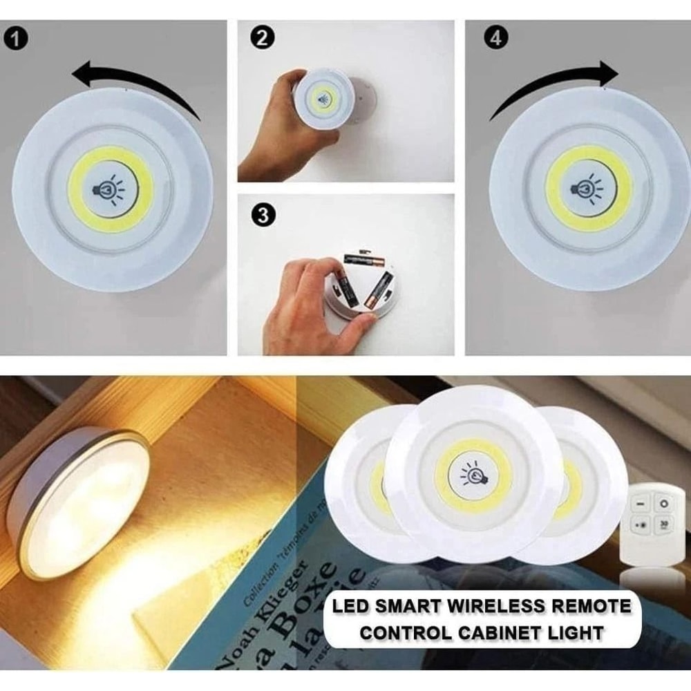 LED Puck Light Wireless Under Cabinet Lighting Kit Perfect For Kitchen Counter Cabinet Wardrobe L 5