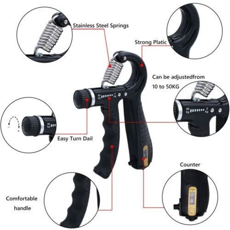 Adjustable Hand Grip Strengthener Power Trainer Build Hand Forearm Strength 12
