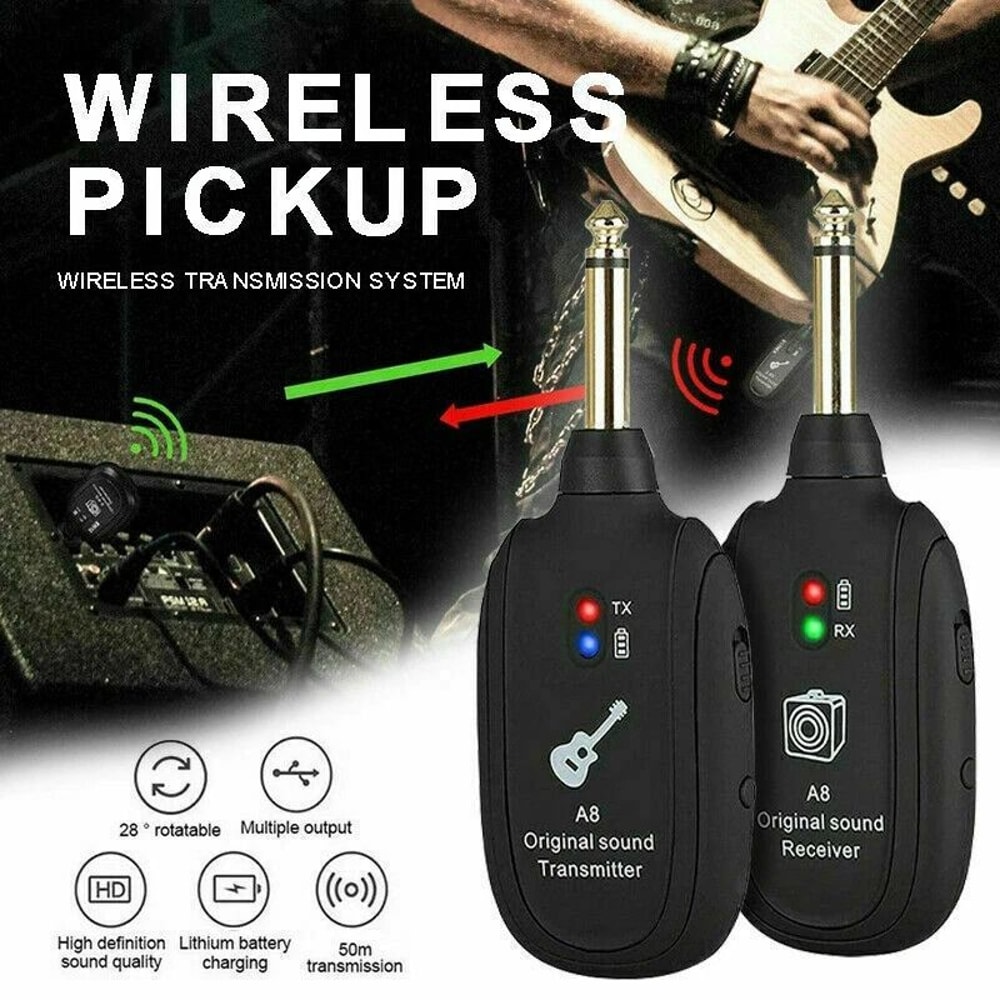 Wireless Guitar System Transmitter Receiver BuiltIn Rechargeable 3