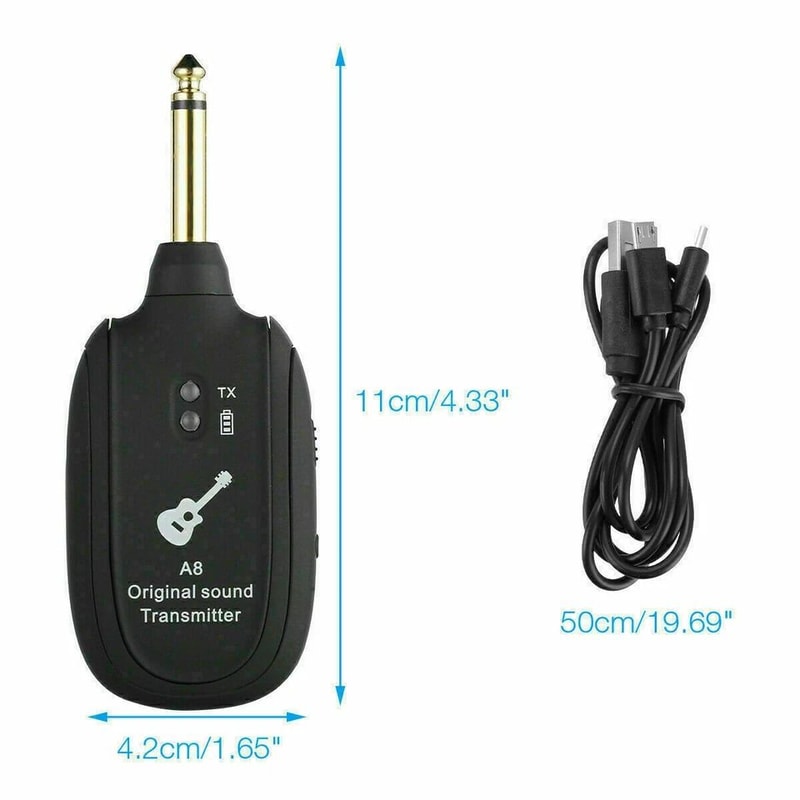 Wireless Guitar System Transmitter Receiver BuiltIn Rechargeable 4