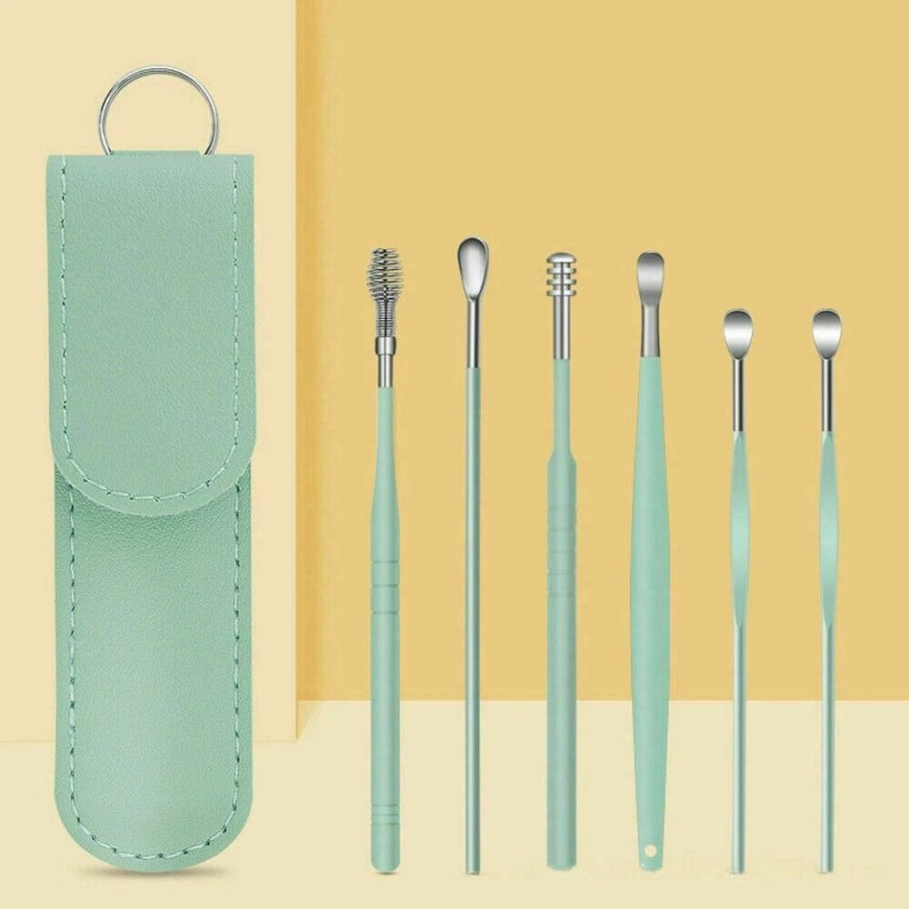 Ear Wax Removal Spiral Tool Set Stainless Steel Ear Pick Cleaner Kit With Portable Storage For Saf 6