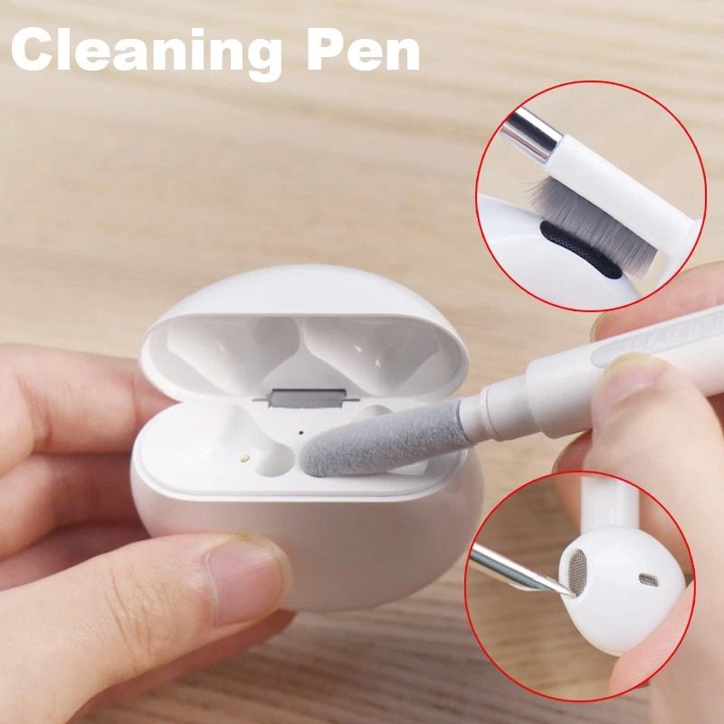Earphone Cleaning Pen Kit Soft Brush Metal Tip Flocking Sponge For Airpods Earbuds 0