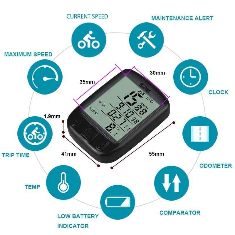Wireless LCD Bike Speedometer Waterproof Digital Odometer 2