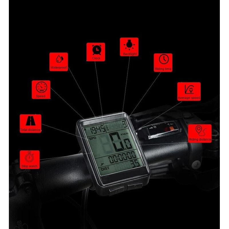 Wireless LCD Bike Speedometer Waterproof Digital Odometer 14