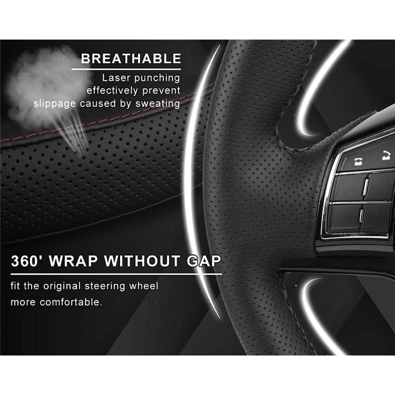 Genuine Leather DIY Car Steering Wheel Cover Antislip 9