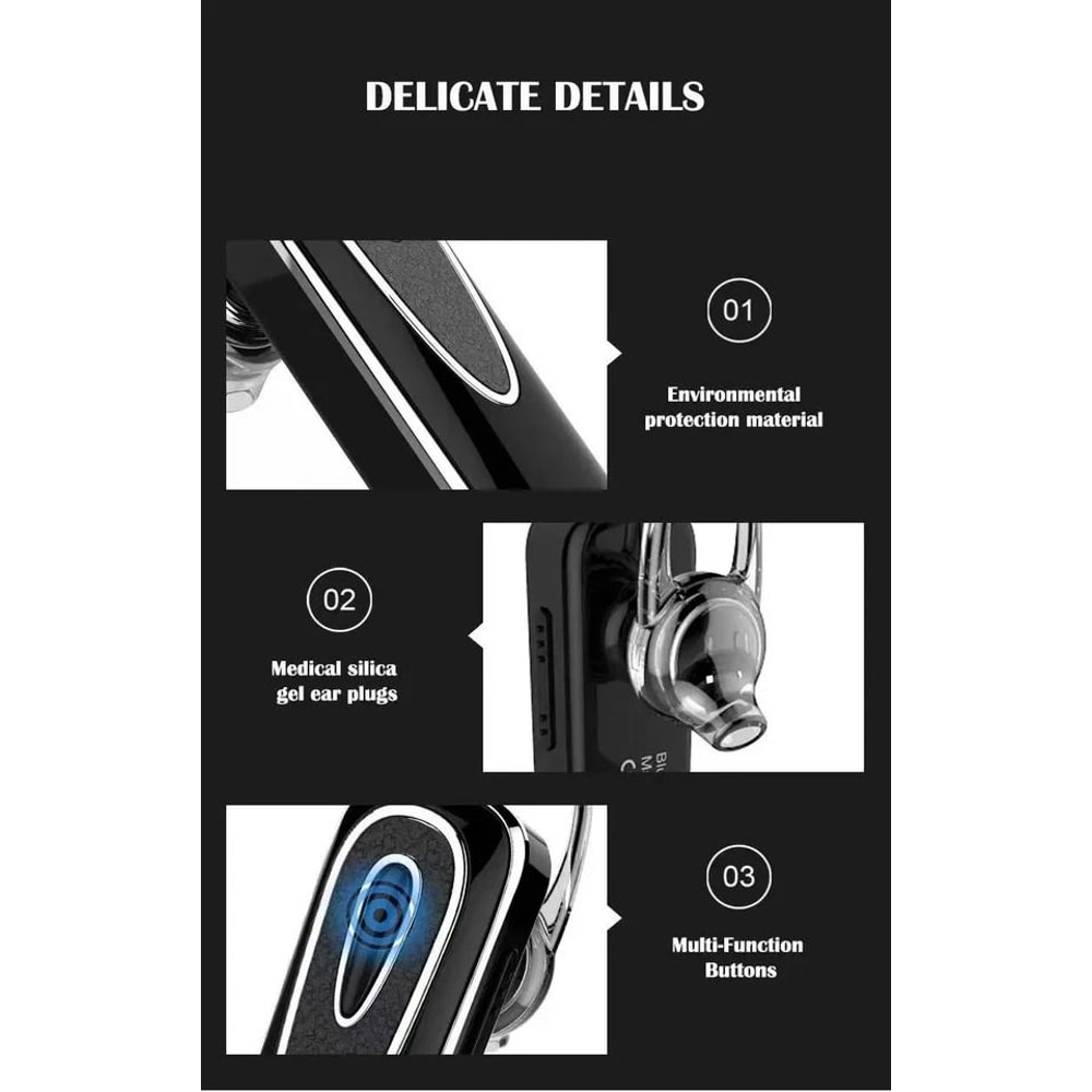 Bluetooth Wireless Earpiece Headset Noise Cancelling Earbuds For Truckers Drivers 2