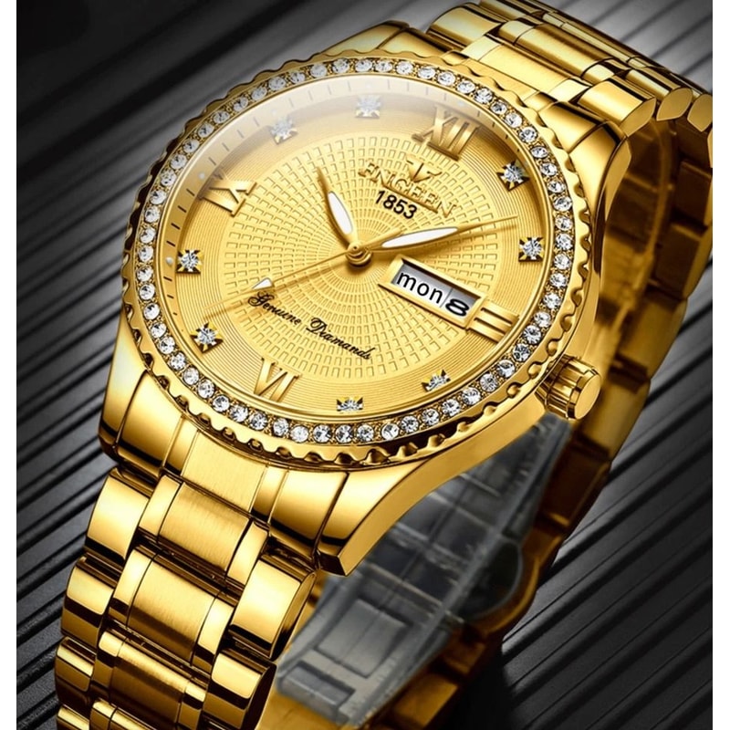 Waterproof Gold Mens Watch Classic Stainless Steel Analog Business Gift 3