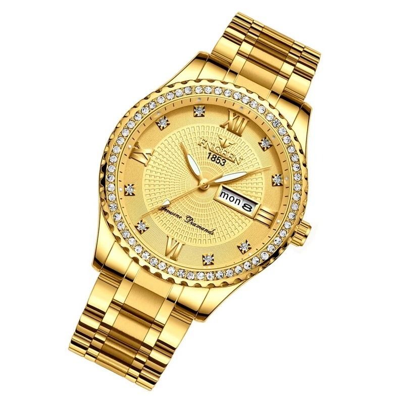 Waterproof Gold Mens Watch Classic Stainless Steel Analog Business Gift 4
