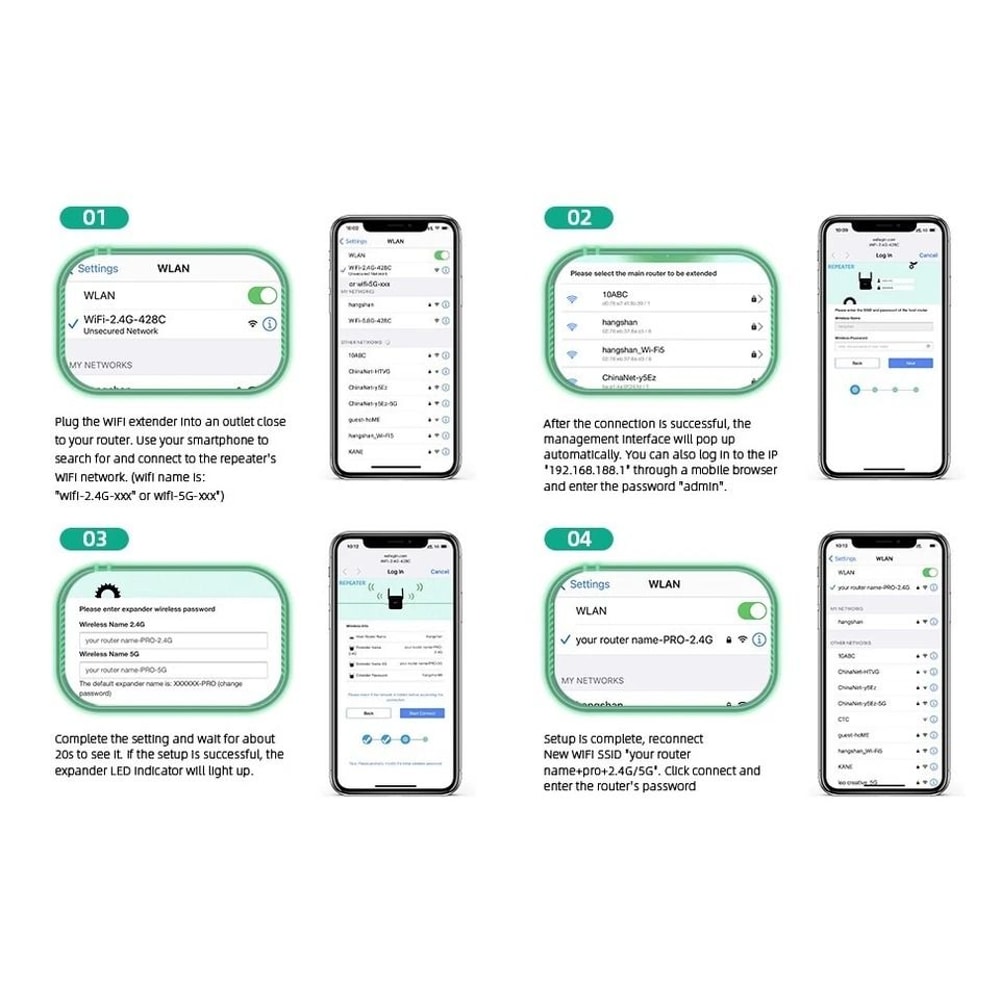 WiFi Range Extender Internet Booster Network Router Wireless Signal Repeater 8