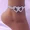 Double Heart Crystal Anklet Elegant Barefoot Chain Bracelet For Women 0