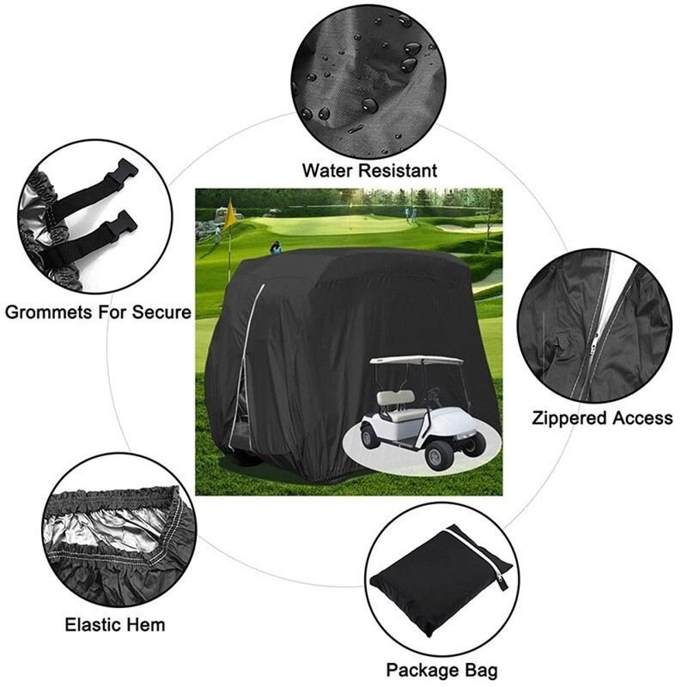 Waterproof Golf Cart Cover For Club Car With Zipper Elastic Hem 7
