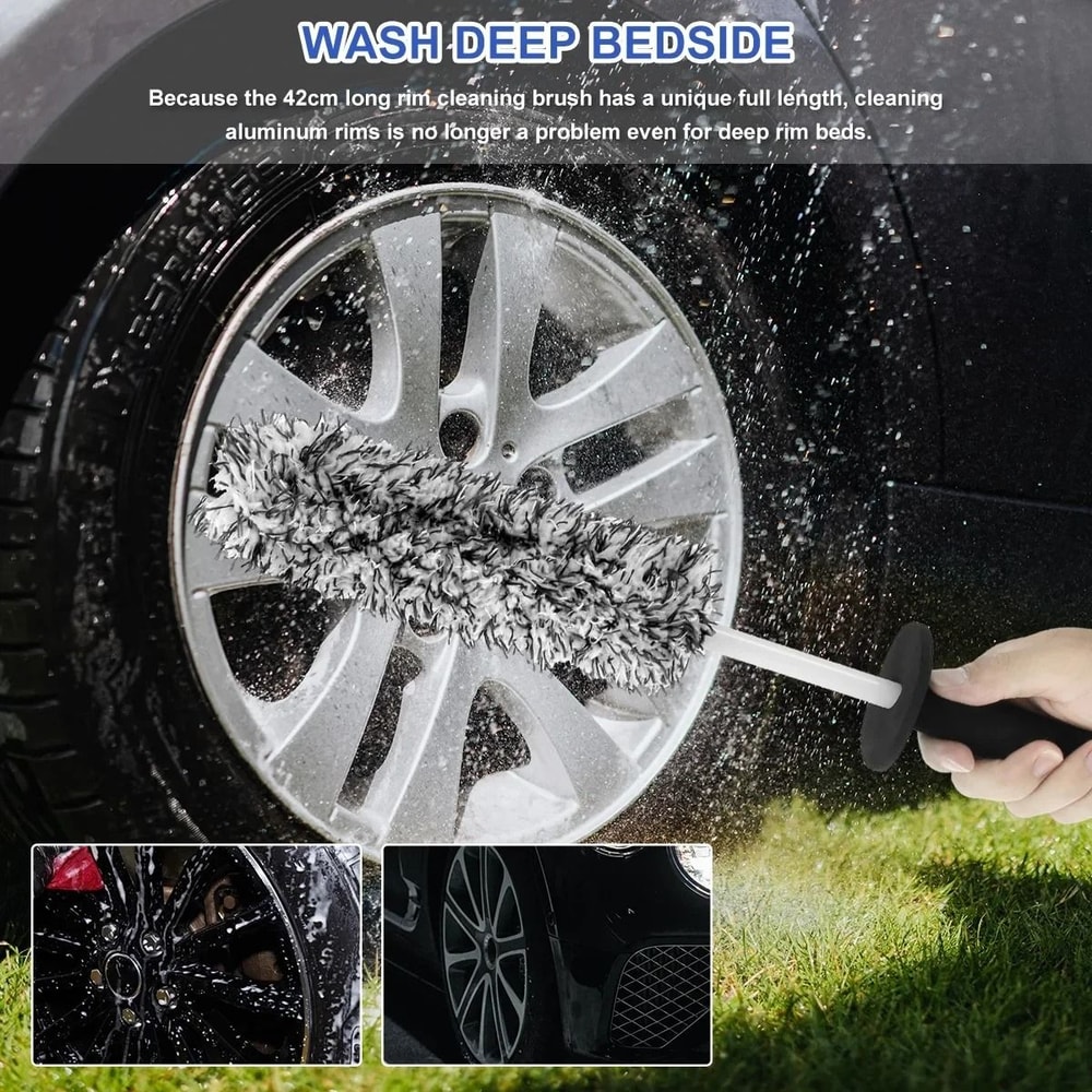 Car Alloy Wheel Cleaning Brush Tool Soft Bristle Tire Wheel Cleaner For Quick Effective Tire Was