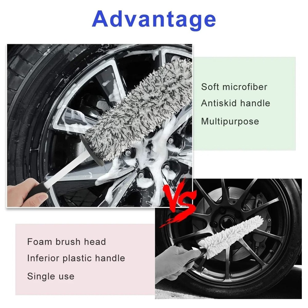 Car Alloy Wheel Cleaning Brush Tool Soft Bristle Tire Wheel Cleaner For Quick Effective Tire Was