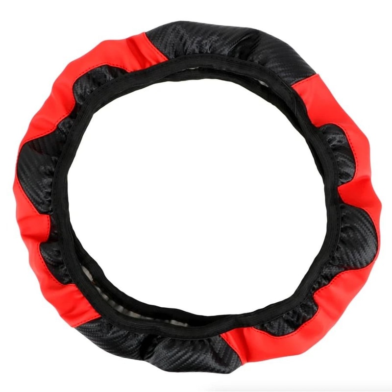 Leather Car Steering Wheel Cover With AntiSlip Grip Carbon Fiber 6