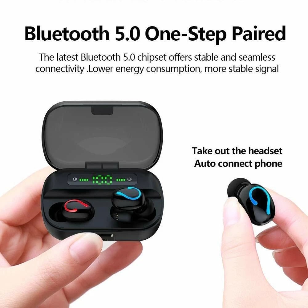 Bluetooth Wireless Earbuds Mini TWS Stereo Headphones Waterproof HiFi Sound 1