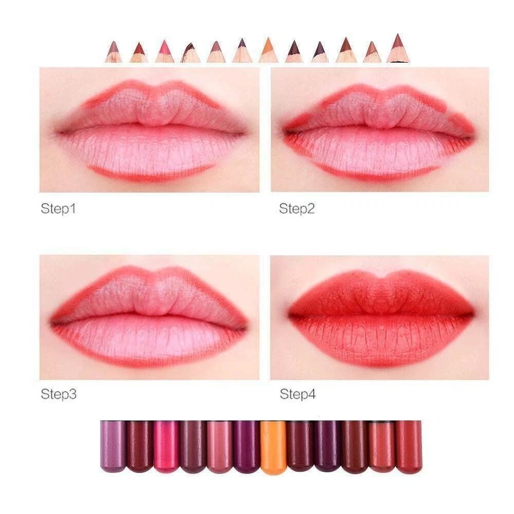 Women Waterproof Matte Lipstick Set With LongLasting Lip Liner And Lip Pen 2