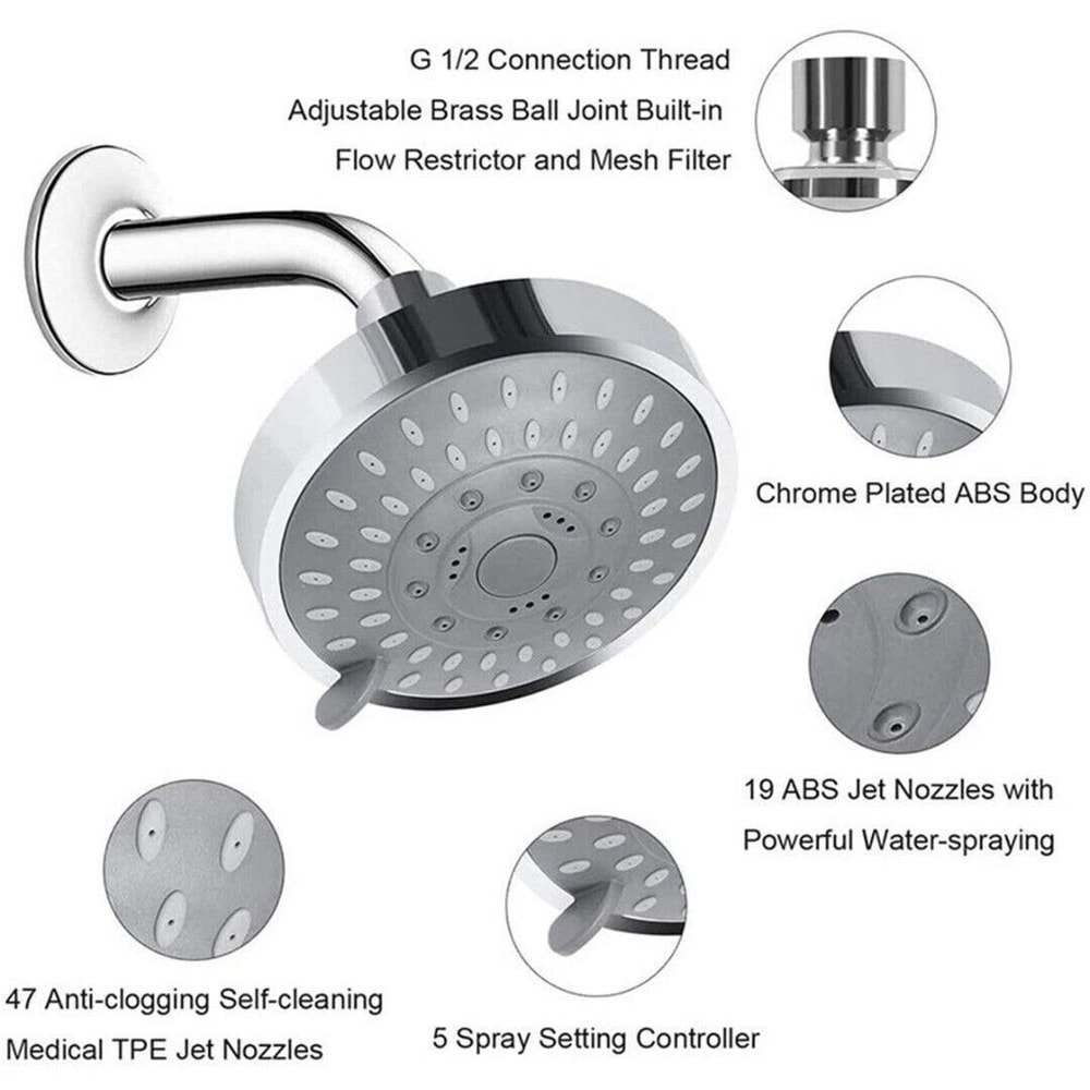 High Pressure Handheld Shower Head Adjustable Spray Top Spray And Bath Functions 7