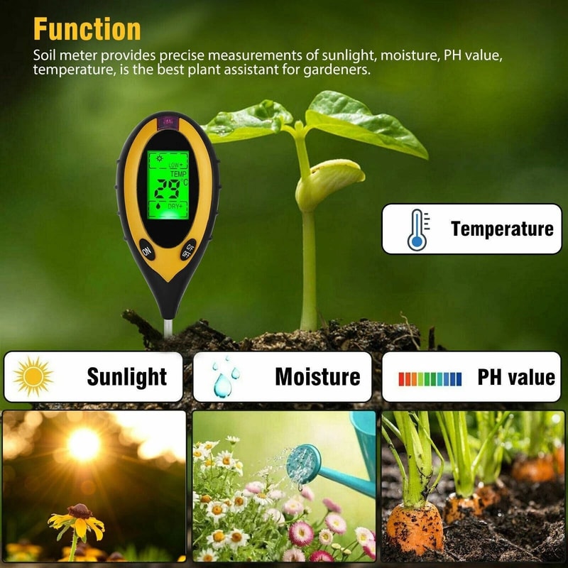 Digital Soil Tester Moisture Temperature And Sunlight Plant Test For Healthy Growth 8