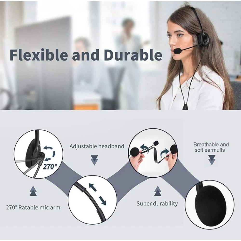 USB Headset With Noise Cancelling Microphone For PC And Computer Calls 6