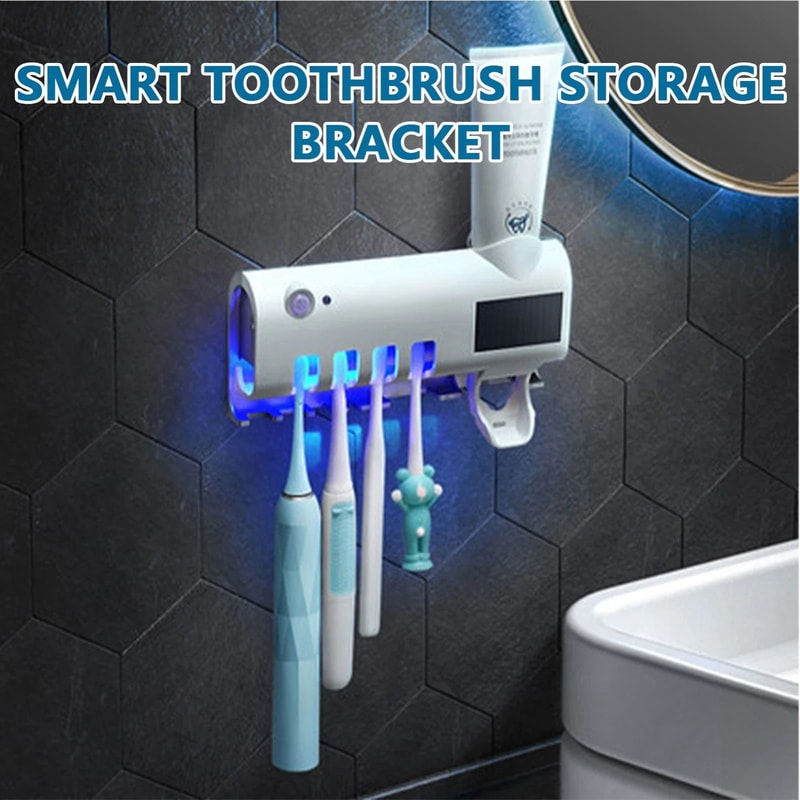 UV Light Sterilizer Toothbrush Holder Automatic Toothpaste Dispenser 1