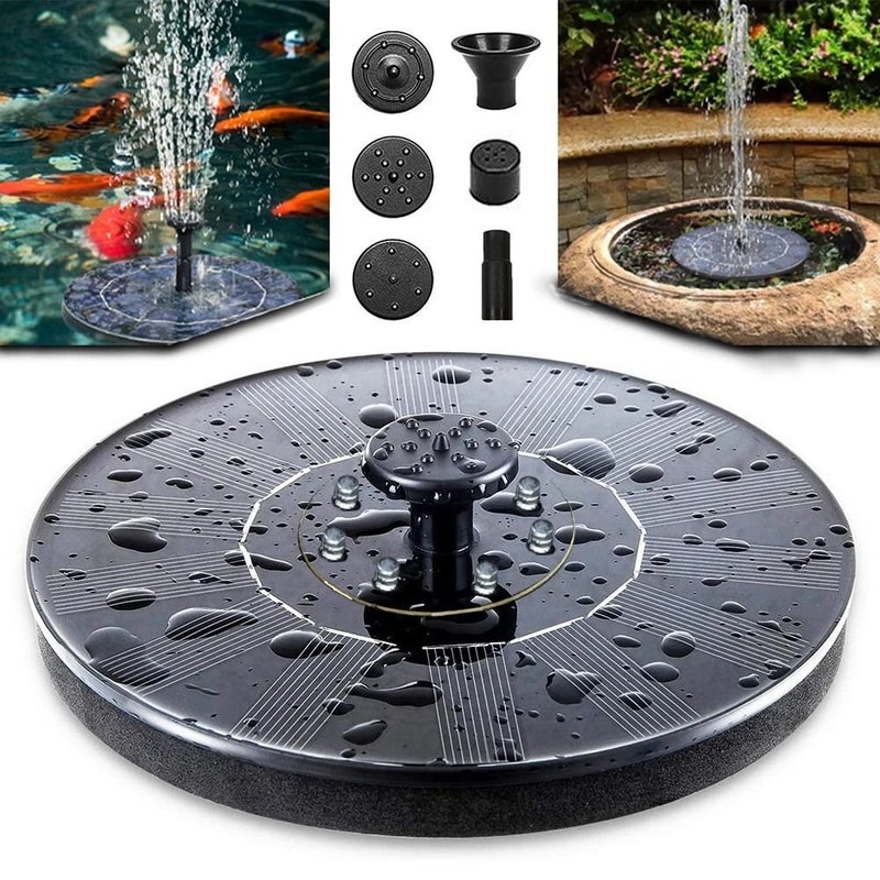 Solar Power Bird Bath Fountain Pump Upgrade With Solar Fountain And Nozzles For Outdoor Bird Bath