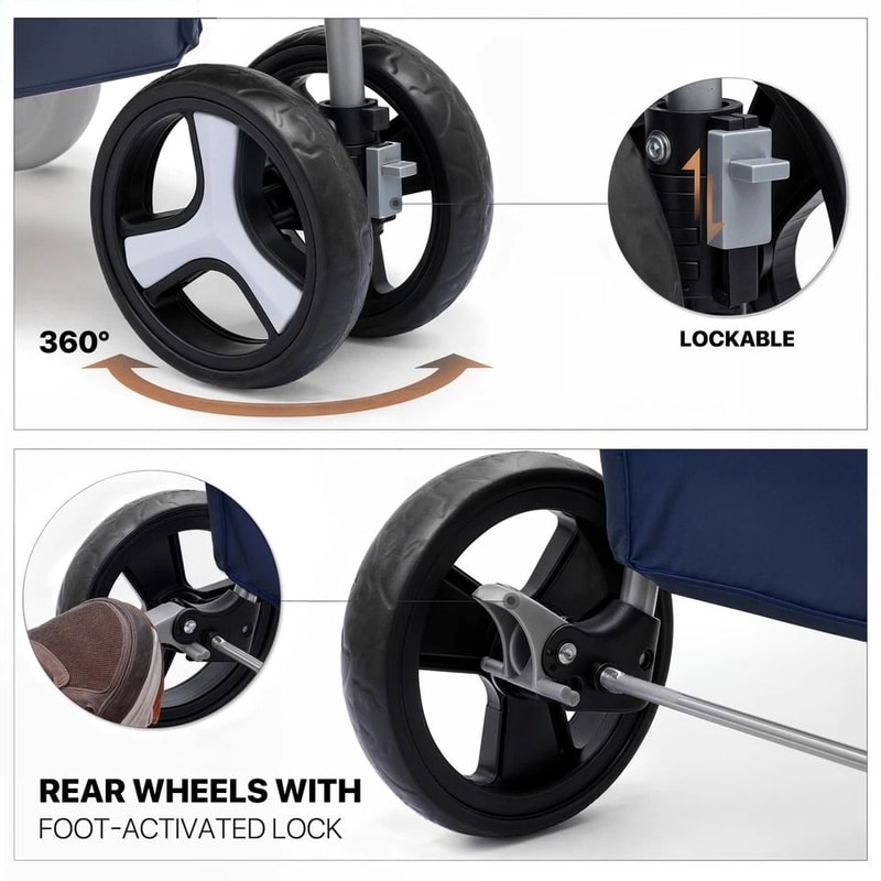 Blue Foldable Pet Stroller For Small Medium Dogs Portable Carrier With Sunshade 2