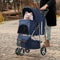 Blue Foldable Pet Stroller For Small Medium Dogs Portable Carrier With Sunshade 0