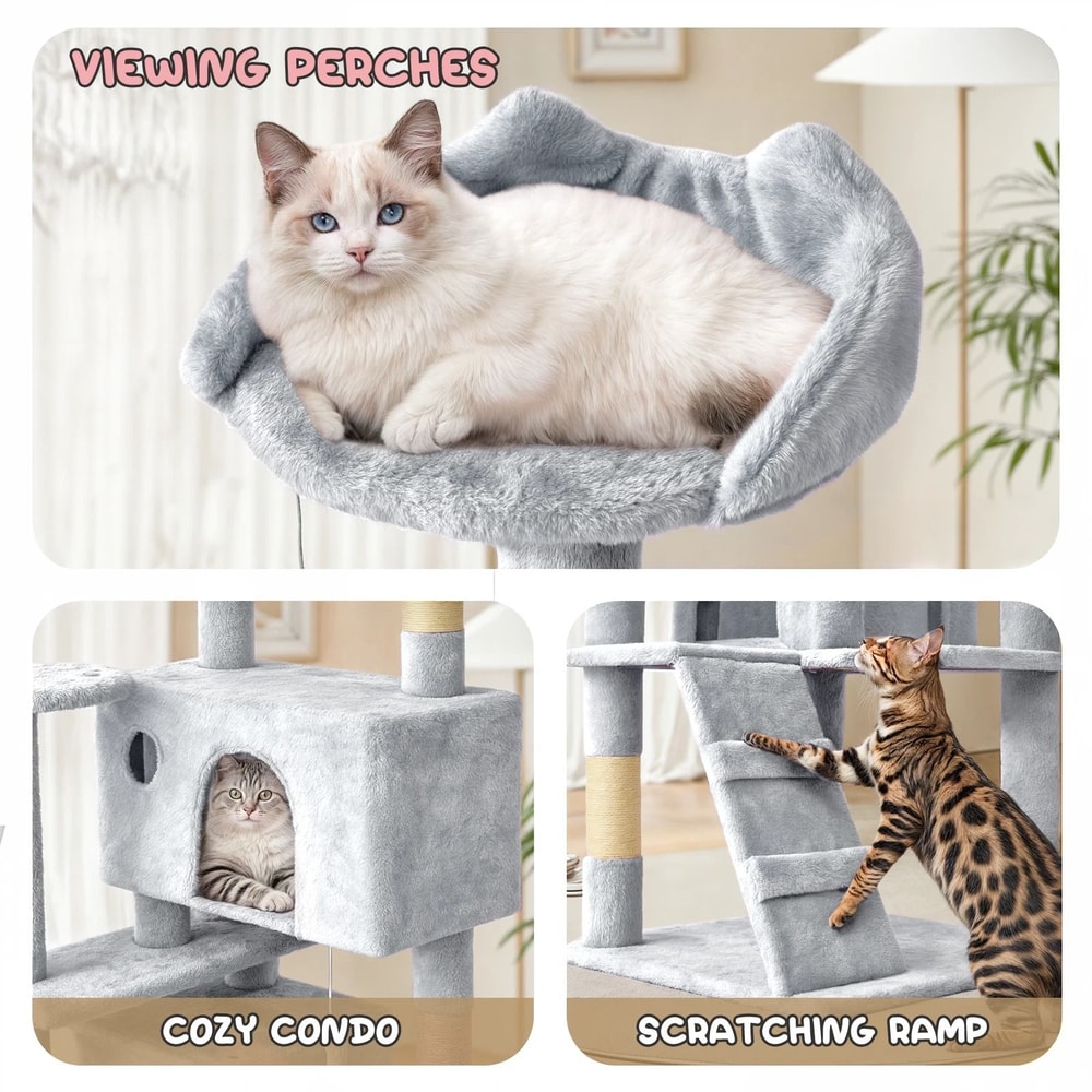 MultiLevel Cat Tree Tower With Scratching Posts Sturdy Kitten For Rest And Play 3