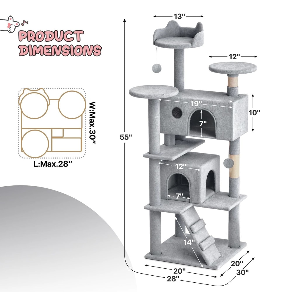 MultiLevel Cat Tree Tower With Scratching Posts Sturdy Kitten For Rest And Play 7
