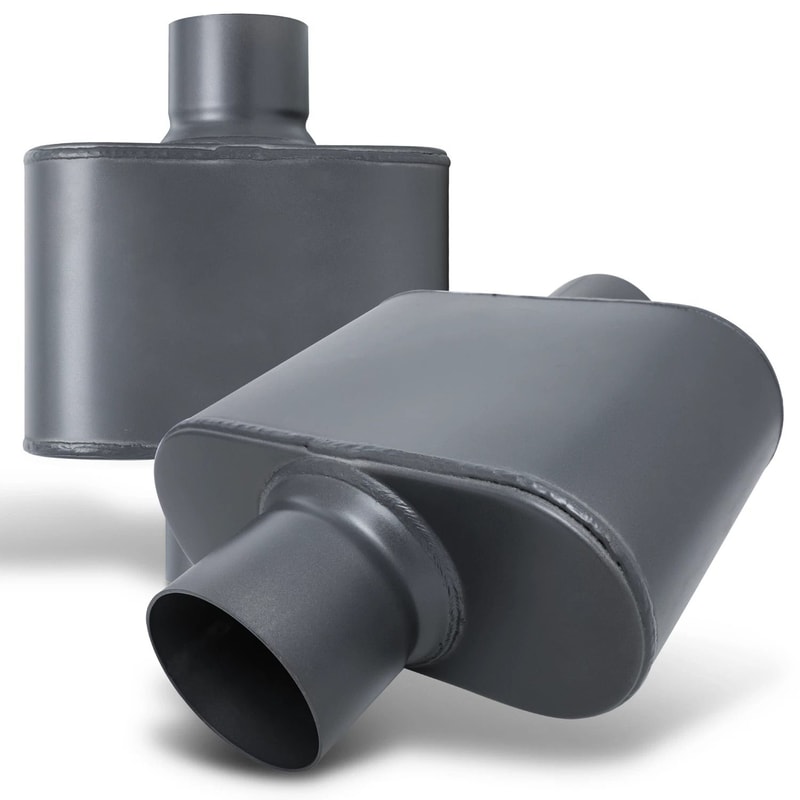 HighPerformance Stainless Steel Single Chamber Exhaust Muffler Universal Fit 0