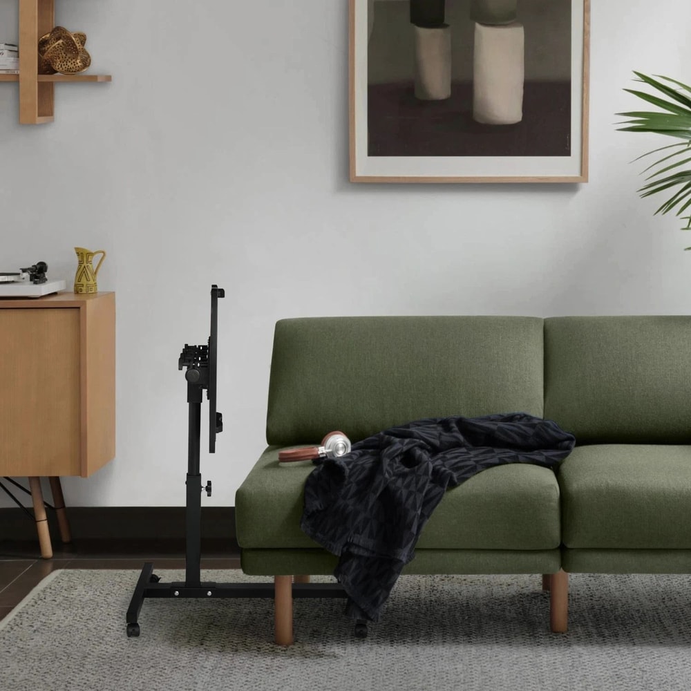 Adjustable Rolling Laptop Desk With Swivel Tilt Portable Sofa Tray Table For Home Office Use 2