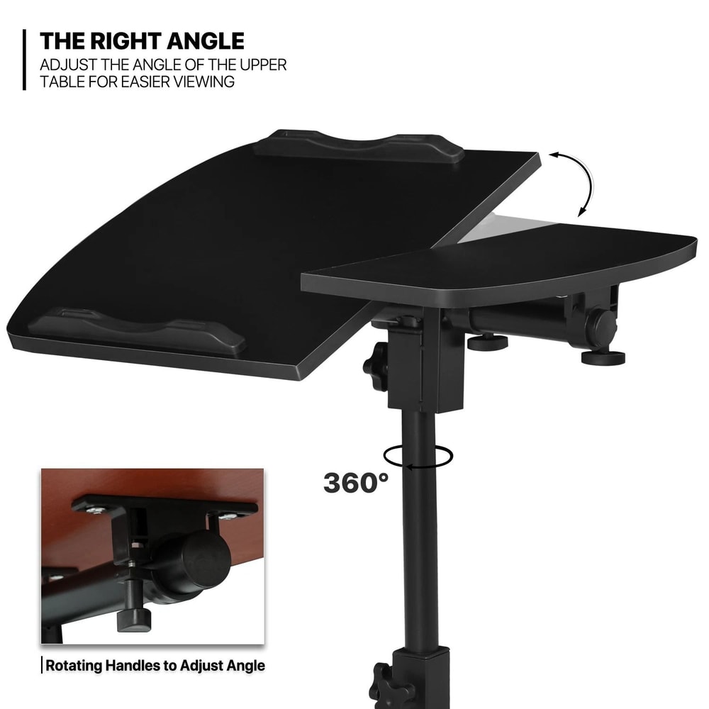 Adjustable Rolling Laptop Desk With Swivel Tilt Portable Sofa Tray Table For Home Office Use 5