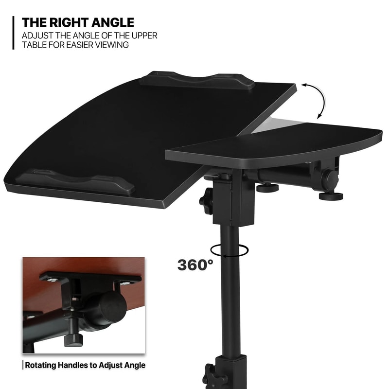 Adjustable Rolling Laptop Desk With Swivel Tilt Portable Sofa Tray Table For Home Office Use 5
