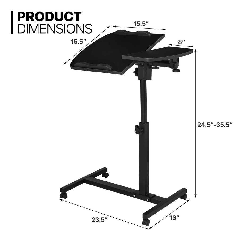 Adjustable Rolling Laptop Desk With Swivel Tilt Portable Sofa Tray Table For Home Office Use 7