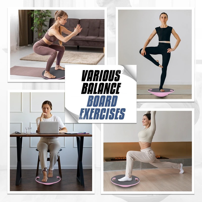 Gray Portable Wobble Balance Board With Gym Grip Handles For Workout Fitness 1