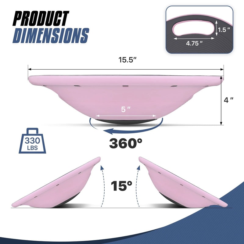 Gray Portable Wobble Balance Board With Gym Grip Handles For Workout Fitness 5