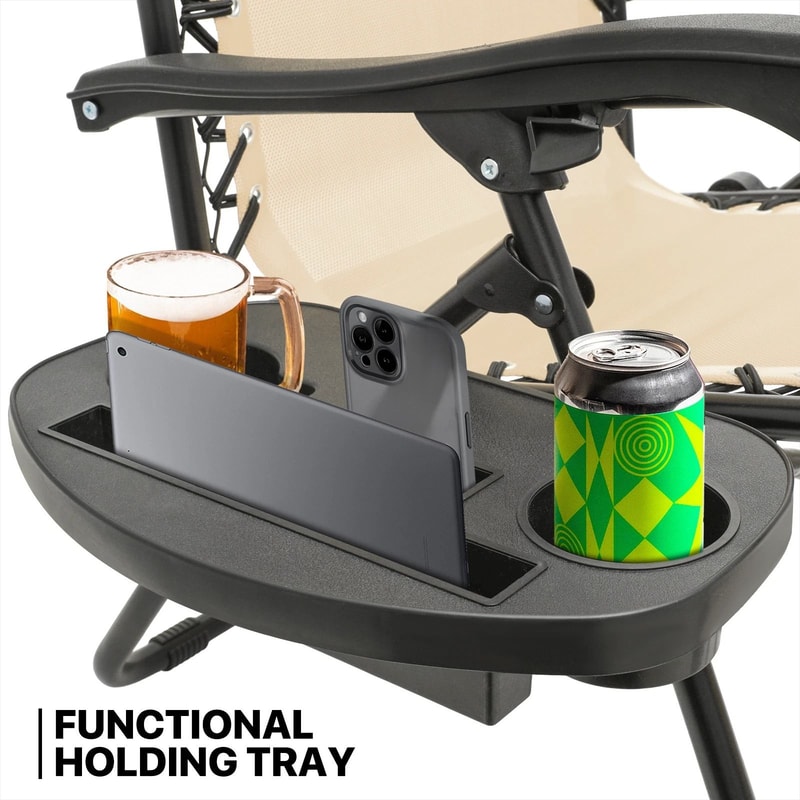 Foldable Zero Gravity Recliner Chair With Canopy Tray For Beach Outdoor Relaxation 3
