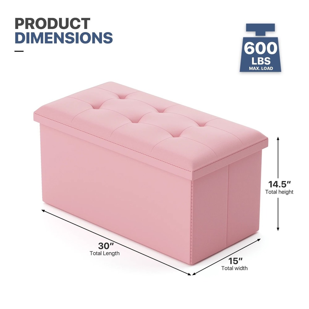Light Pink Folding Storage Foot Stool With Flipping Lid SpaceSaving Storage Solution For Living Ro 5