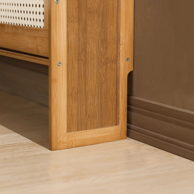 Shoe Storage Bamboo Organizer Shelf Slim Cabinet With Flip Door For Efficient Home Organization 1