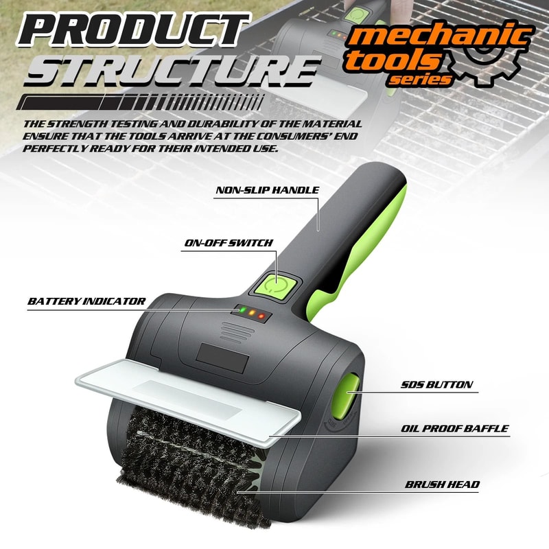Rechargeable Cordless Electric Grill Cleaning Scrub Brush Durable Portable 2