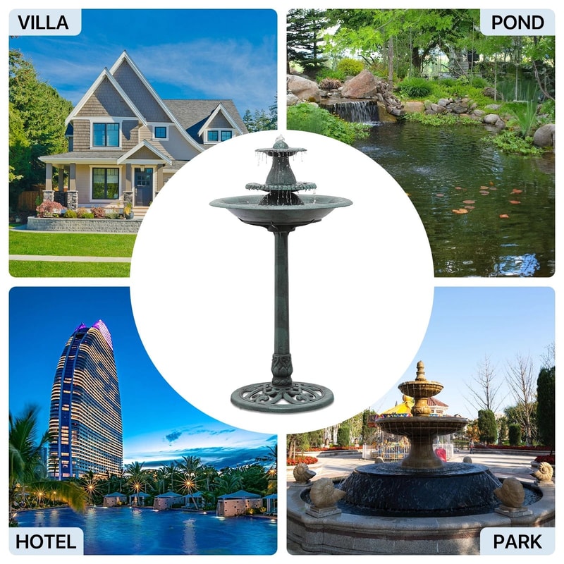 Tall Pedestal Outdoor Fountain Elegant Garden Electric Birdbath For Patio Backyard Decor 1