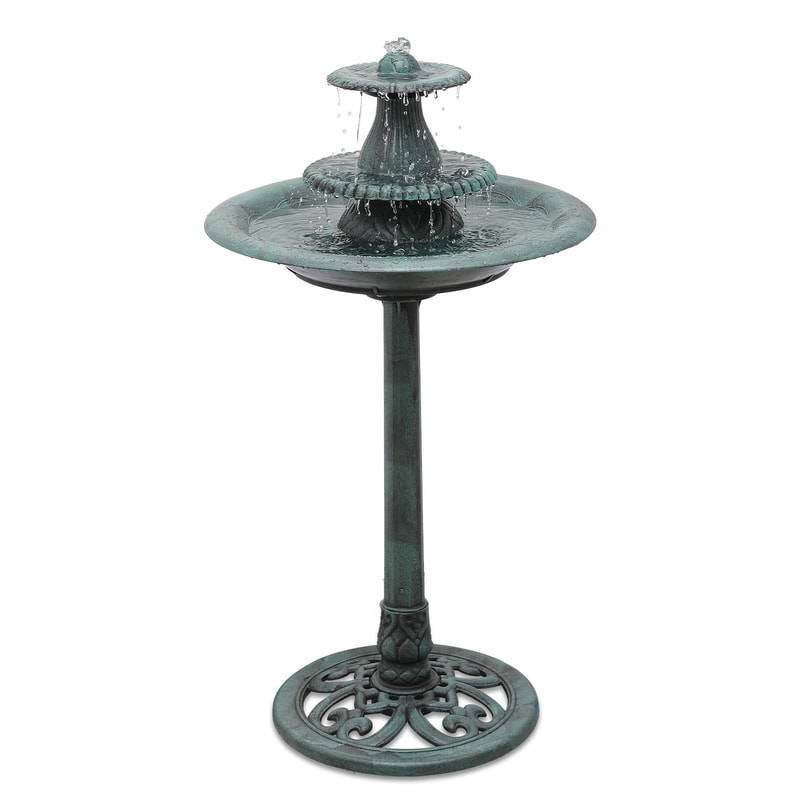 Tall Pedestal Outdoor Fountain Elegant Garden Electric Birdbath For Patio Backyard Decor 8