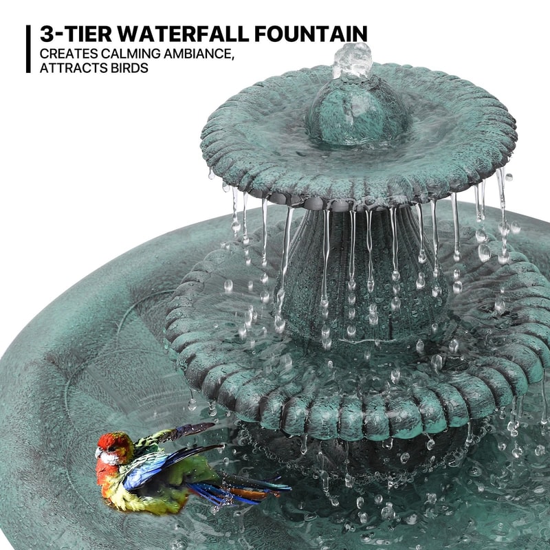 Tall Pedestal Outdoor Fountain Elegant Garden Electric Birdbath For Patio Backyard Decor 4